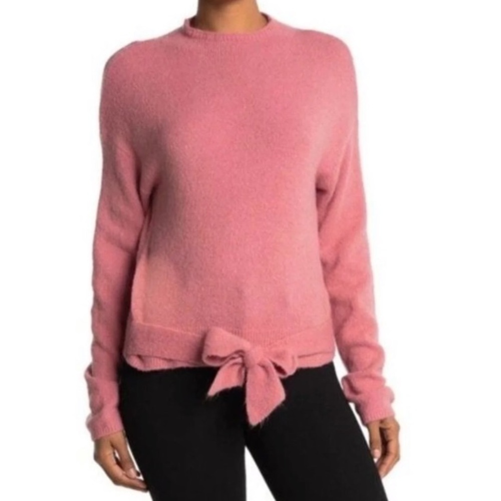 WAYF Pink Front Bow Tie Pullover Sweater XL